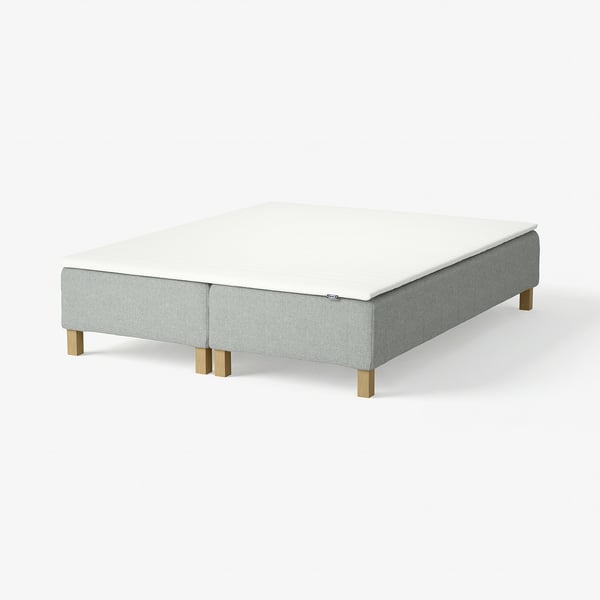 RENFJÄLLET Pocket spring mattress base, incl leg and mattress pad firm/Tibbleby beige/grey Näsfjället, 160x200 cm