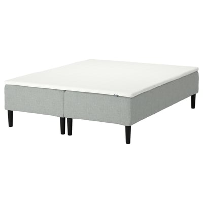 RENFJÄLLET Pocket spring mattress base, incl leg and mattress pad firm/Tibbleby beige/grey Nisseholm, 160x200 cm