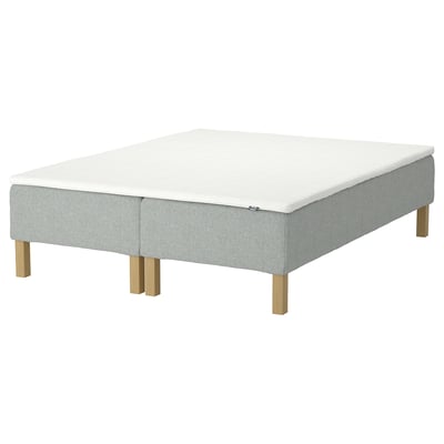 RENFJÄLLET Pocket spring mattress base, incl leg and mattress pad firm/Tibbleby beige/grey Nisseholm, 160x200 cm