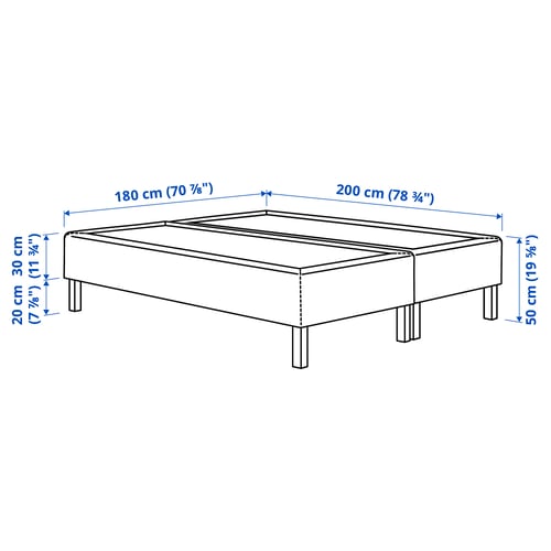 RENFJÄLLET Pocket spring mattress base, incl leg and mattress pad firm/Tibbleby beige/grey Nisseholm, 180x200 cm
