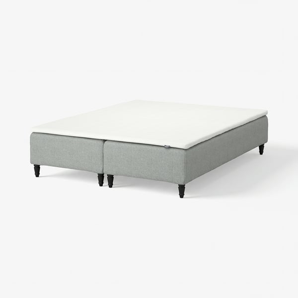 RENFJÄLLET Pocket spring mattress base, incl leg and mattress pad firm/Tibbleby beige/grey Nisseholm, 160x200 cm