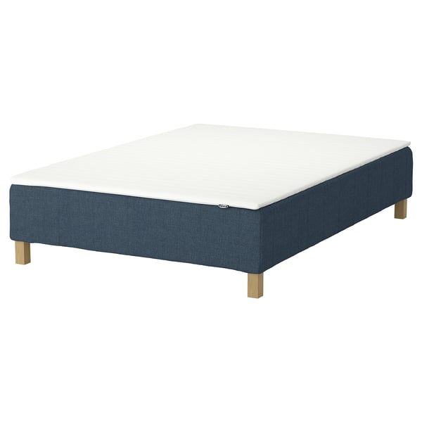 RENFJÄLLET Pocket spring mattress base, incl leg and mattress pad medium firm/Kilanda dark blue Näsfjället, 120x200 cm
