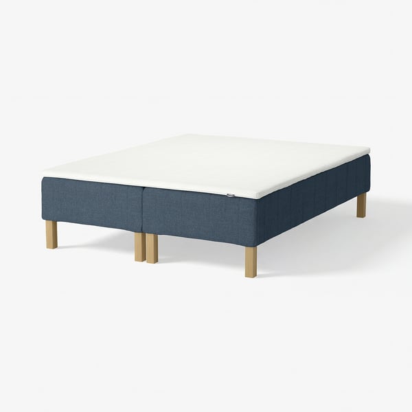 RENFJÄLLET Pocket spring mattress base, incl leg and mattress pad medium firm/Kilanda dark blue Nisseholm, 180x200 cm