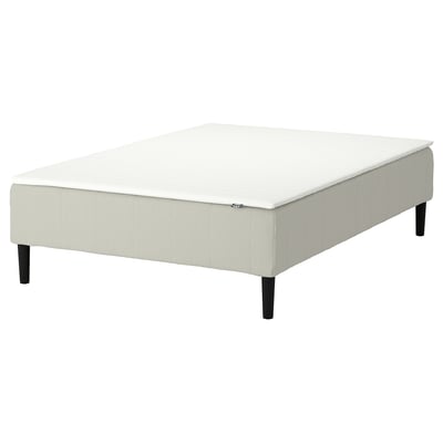 RENFJÄLLET Pocket spring mattress base, incl leg and mattress pad medium firm/Knisa light beige Näsfjället, 140x200 cm