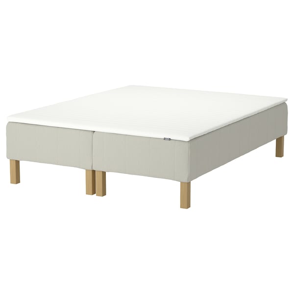 RENFJÄLLET Pocket spring mattress base, incl leg and mattress pad medium firm/Knisa light beige Näsfjället, 180x200 cm
