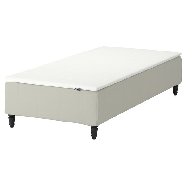 RENFJÄLLET Pocket spring mattress base, incl leg and mattress pad medium firm/Knisa light beige Näsfjället, 90x200 cm