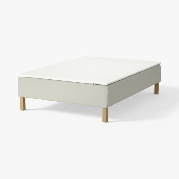 RENFJÄLLET Pocket spring mattress base, incl leg and mattress pad medium firm/Knisa light beige Näsfjället, 140x200 cm