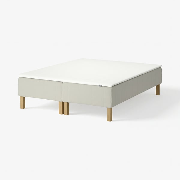 RENFJÄLLET Pocket spring mattress base, incl leg and mattress pad medium firm/Knisa light beige Näsfjället, 180x200 cm