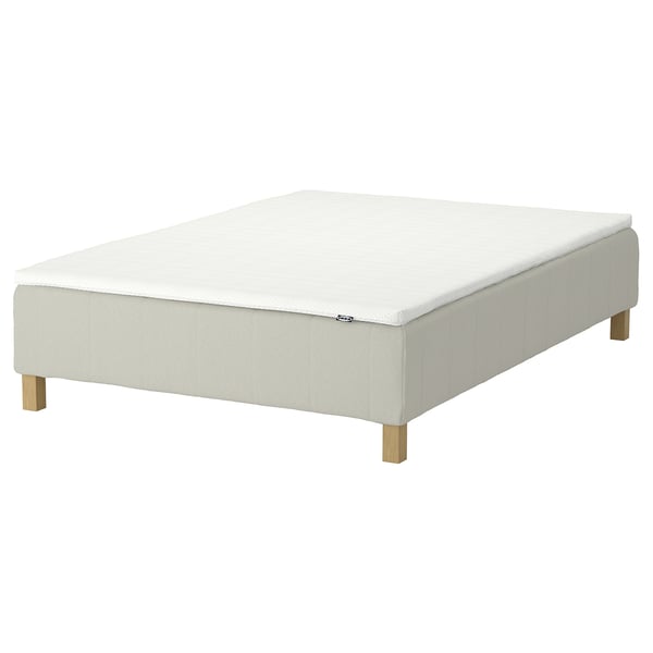 RENFJÄLLET Pocket spring mattress base, incl leg and mattress pad medium firm/Knisa light beige Nisseholm, 120x200 cm