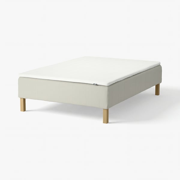RENFJÄLLET Pocket spring mattress base, incl leg and mattress pad medium firm/Knisa light beige Nisseholm, 140x200 cm