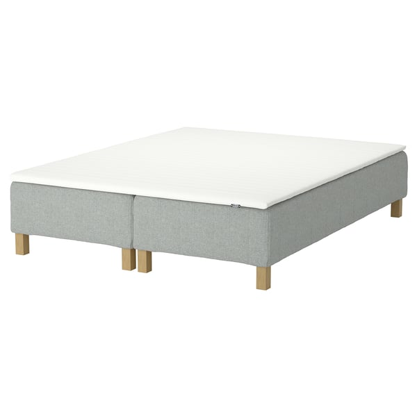 RENFJÄLLET Pocket spring mattress base, incl leg and mattress pad medium firm/Tibbleby beige/grey Näsfjället, 160x200 cm