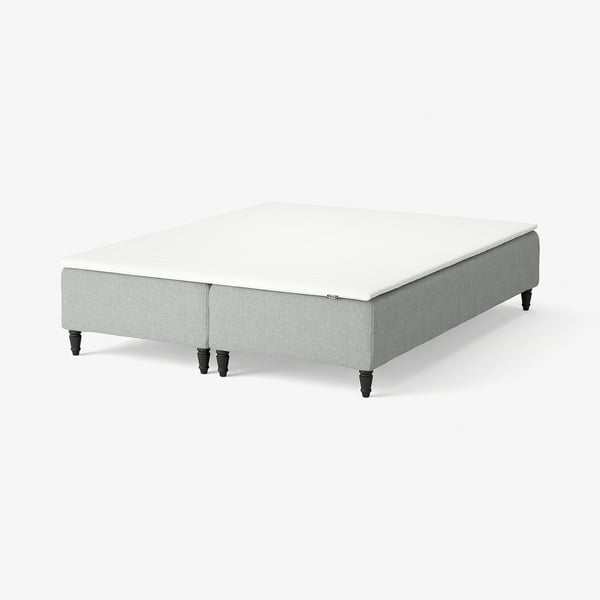 RENFJÄLLET Pocket spring mattress base, incl leg and mattress pad medium firm/Tibbleby beige/grey Näsfjället, 180x200 cm