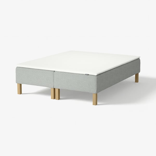 RENFJÄLLET Pocket spring mattress base, incl leg and mattress pad medium firm/Tibbleby beige/grey Näsfjället, 160x200 cm