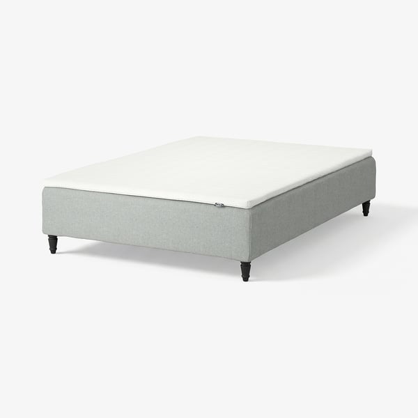 RENFJÄLLET Pocket spring mattress base, incl leg and mattress pad medium firm/Tibbleby beige/grey Nisseholm, 120x200 cm