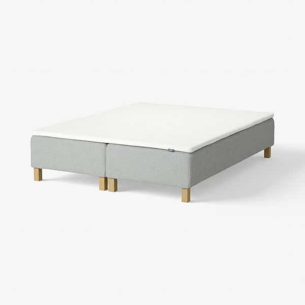 RENFJÄLLET Pocket spring mattress base, incl leg and mattress pad medium firm/Tibbleby beige/grey Nisseholm, 180x200 cm