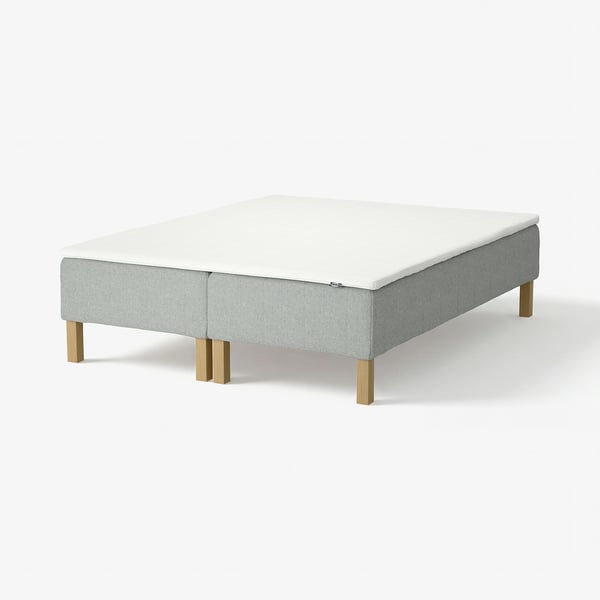 RENFJÄLLET Pocket spring mattress base, incl leg and mattress pad medium firm/Tibbleby beige/grey Nisseholm, 180x200 cm
