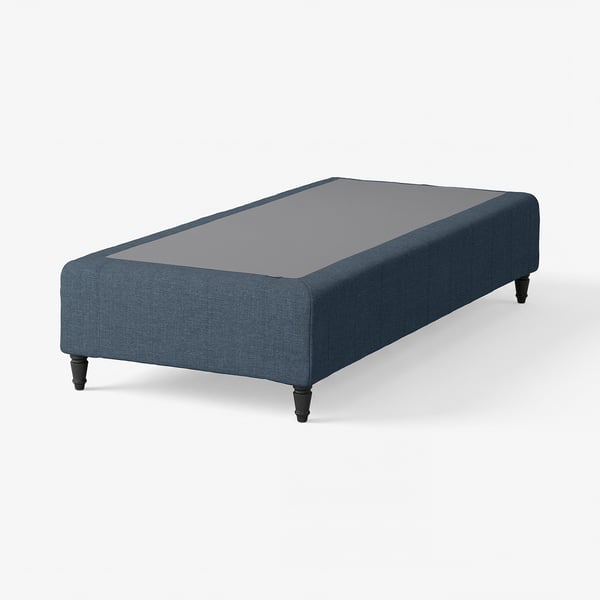 RENFJÄLLET Pocket spring mattress base, incl leg firm/Kilanda dark blue, 90x200 cm