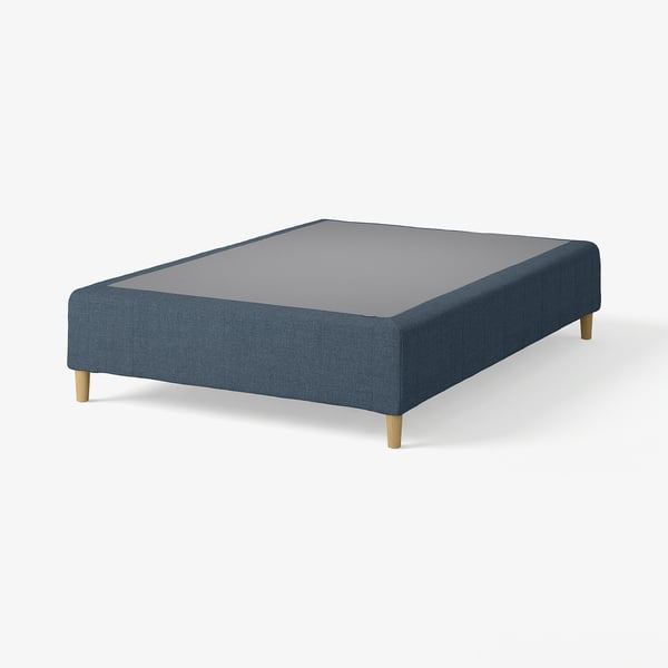 RENFJÄLLET Pocket spring mattress base, incl leg firm/Kilanda dark blue, 140x200 cm