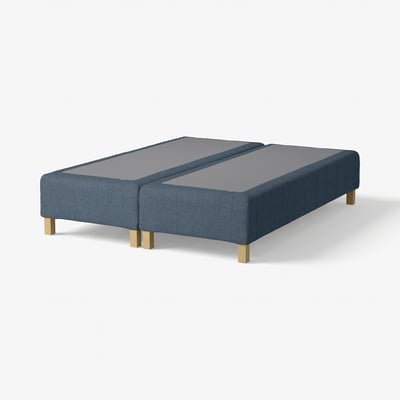 RENFJÄLLET Pocket spring mattress base, incl leg firm/Kilanda dark blue, 160x200 cm