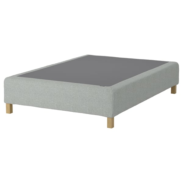 RENFJÄLLET Pocket spring mattress base, incl leg firm/Tibbleby beige/grey, 120x200 cm