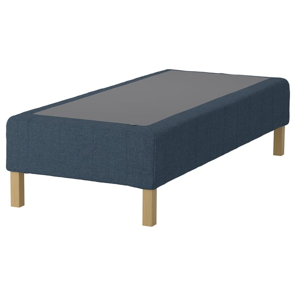 RENFJÄLLET Pocket spring mattress base, incl leg medium firm/Kilanda dark blue, 90x200 cm