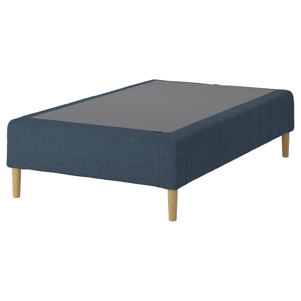 RENFJÄLLET Pocket spring mattress base, incl leg medium firm/Kilanda dark blue, 120x200 cm