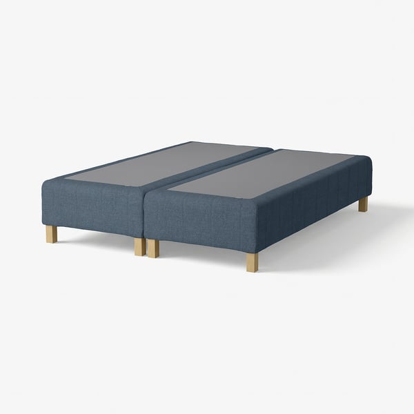 RENFJÄLLET Pocket spring mattress base, incl leg medium firm/Kilanda dark blue, 180x200 cm