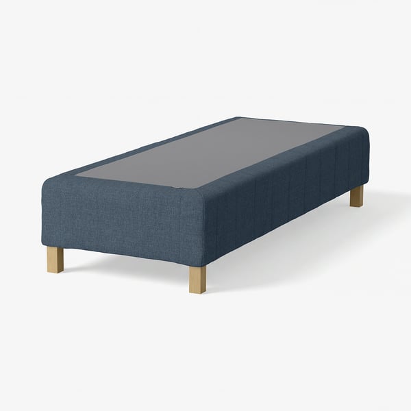 RENFJÄLLET Pocket spring mattress base, incl leg medium firm/Kilanda dark blue, 80x200 cm