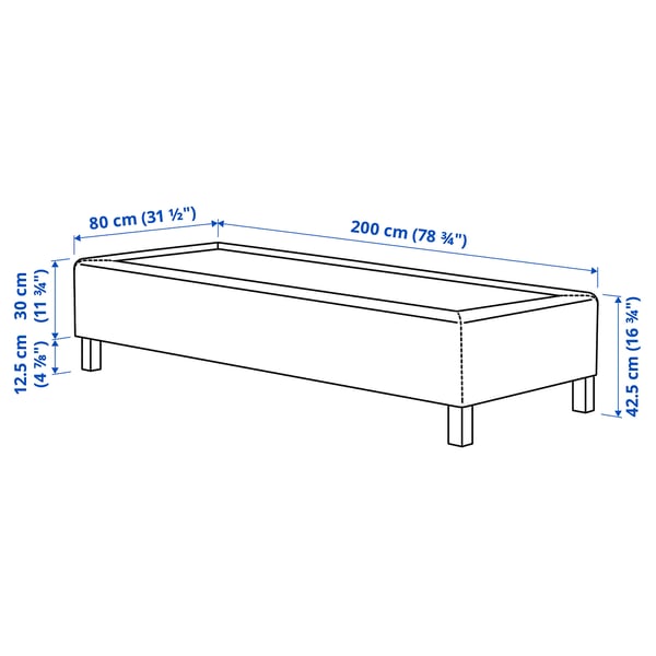 RENFJÄLLET Pocket spring mattress base, incl leg medium firm/Knisa light beige, 80x200 cm