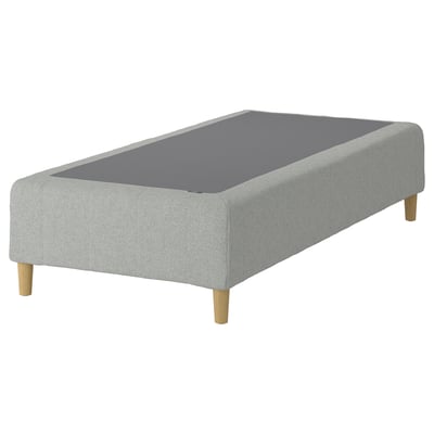 RENFJÄLLET Pocket spring mattress base, incl leg medium firm/Tibbleby beige/grey, 80x200 cm