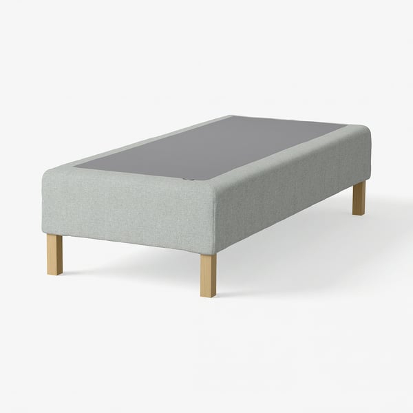 RENFJÄLLET Pocket spring mattress base, incl leg medium firm/Tibbleby beige/grey, 90x200 cm