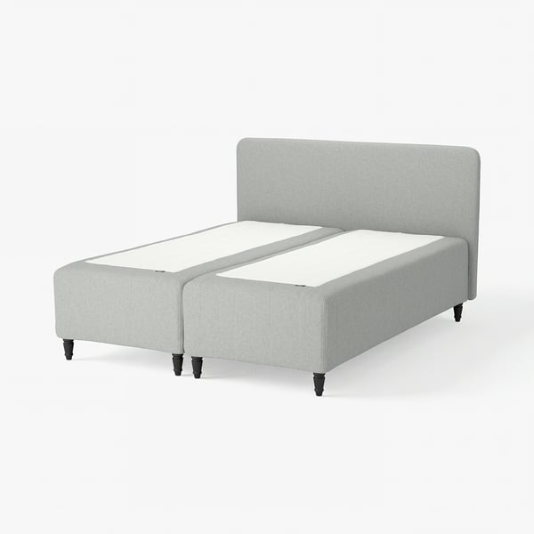 RISHÖJDEN Pocket spring mattress bse, 7 zones, incl leg and headboard medium firm/Tibbleby beige/grey, 160x200 cm