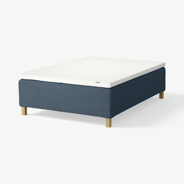 RISHÖJDEN Pocket spring mattress bse, 7 zones, incl leg and mattress pad firm/Kilanda dark blue Norrsele, 120x200 cm