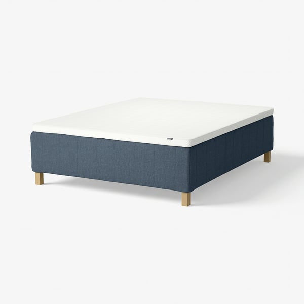 RISHÖJDEN Pocket spring mattress bse, 7 zones, incl leg and mattress pad firm/Kilanda dark blue Norrsele, 160x200 cm