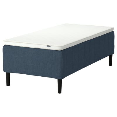 RISHÖJDEN Pocket spring mattress bse, 7 zones, incl leg and mattress pad firm/Kilanda dark blue Nyläget, 90x200 cm