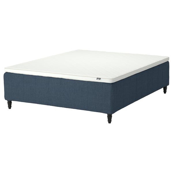 RISHÖJDEN Pocket spring mattress bse, 7 zones, incl leg and mattress pad firm/Kilanda dark blue Nyläget, 180x200 cm