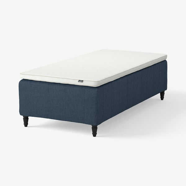 RISHÖJDEN Pocket spring mattress bse, 7 zones, incl leg and mattress pad firm/Kilanda dark blue Nyläget, 90x200 cm
