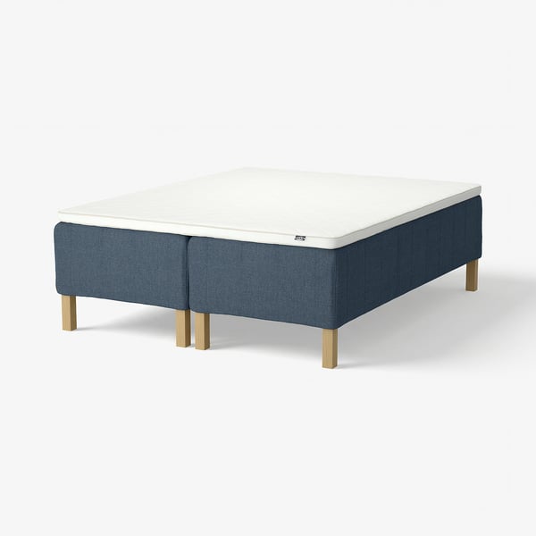 RISHÖJDEN Pocket spring mattress bse, 7 zones, incl leg and mattress pad firm/Kilanda dark blue Nyläget, 180x200 cm