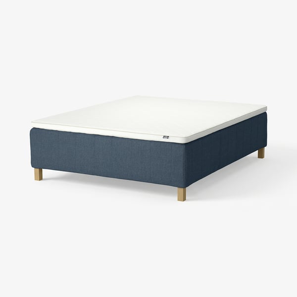 RISHÖJDEN Pocket spring mattress bse, 7 zones, incl leg and mattress pad firm/Kilanda dark blue Nyläget, 180x200 cm