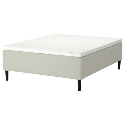 RISHÖJDEN Pocket spring mattress bse, 7 zones, incl leg and mattress pad firm/Knisa light beige Norrsele, 160x200 cm