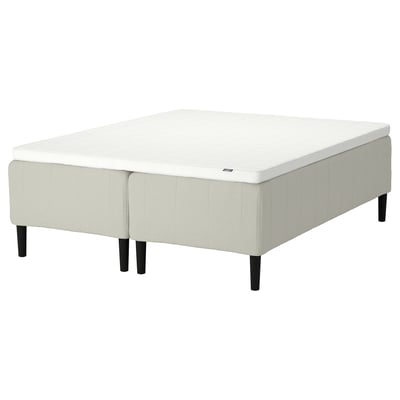 RISHÖJDEN Pocket spring mattress bse, 7 zones, incl leg and mattress pad firm/Knisa light beige Norrsele, 160x200 cm