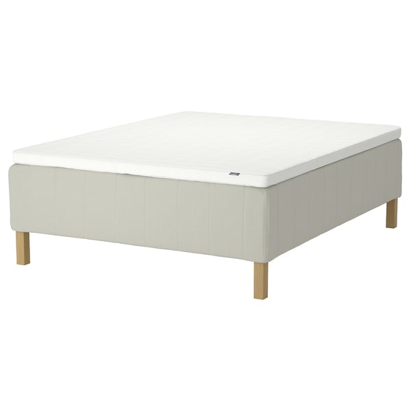 RISHÖJDEN Pocket spring mattress bse, 7 zones, incl leg and mattress pad firm/Knisa light beige Norrsele, 160x200 cm