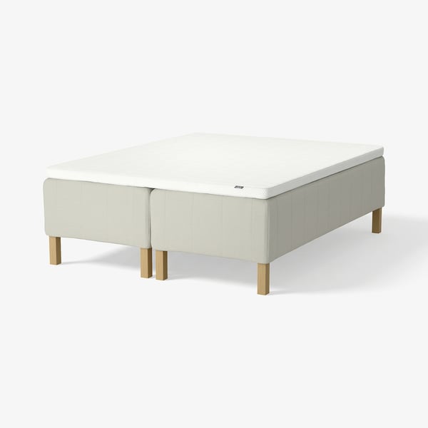 RISHÖJDEN Pocket spring mattress bse, 7 zones, incl leg and mattress pad firm/Knisa light beige Norrsele, 180x200 cm