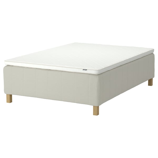 RISHÖJDEN Pocket spring mattress bse, 7 zones, incl leg and mattress pad firm/Knisa light beige Nyläget, 140x200 cm