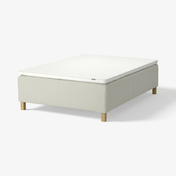 RISHÖJDEN Pocket spring mattress bse, 7 zones, incl leg and mattress pad firm/Knisa light beige Nyläget, 120x200 cm