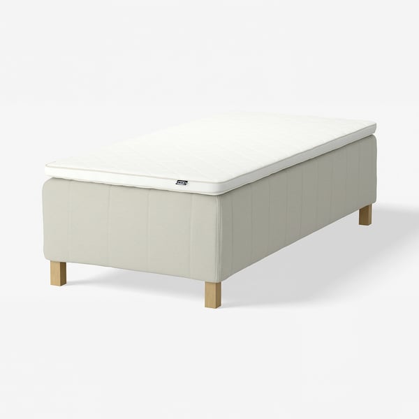 RISHÖJDEN Pocket spring mattress bse, 7 zones, incl leg and mattress pad firm/Knisa light beige Nyläget, 80x200 cm