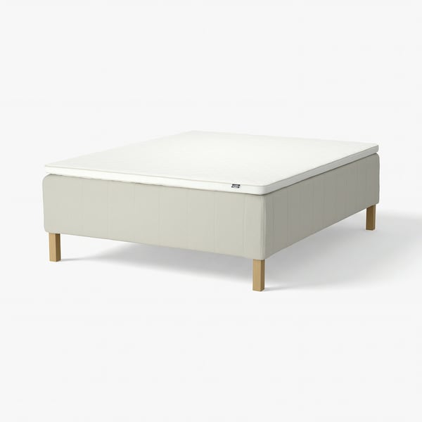 RISHÖJDEN Pocket spring mattress bse, 7 zones, incl leg and mattress pad firm/Knisa light beige Nyläget, 160x200 cm