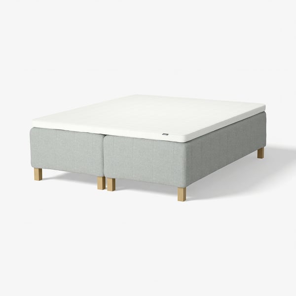 RISHÖJDEN Pocket spring mattress bse, 7 zones, incl leg and mattress pad firm/Tibbleby beige/grey Norrsele, 160x200 cm