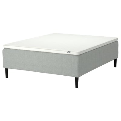 RISHÖJDEN Pocket spring mattress bse, 7 zones, incl leg and mattress pad firm/Tibbleby beige/grey Nyläget, 160x200 cm