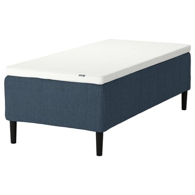 RISHÖJDEN Pocket spring mattress bse, 7 zones, incl leg and mattress pad medium firm/Kilanda dark blue Norrsele, 90x200 cm